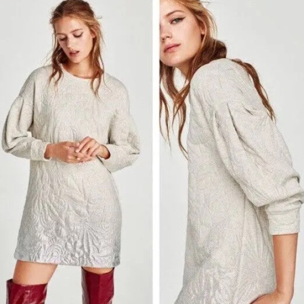 Zara Women’s Silver Shimmer Sweater Dress